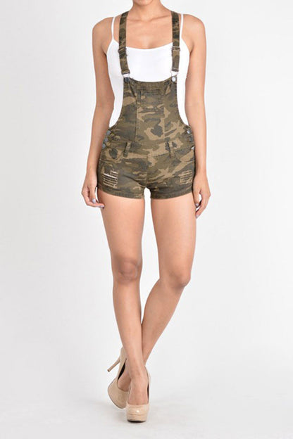 Women's Ripped Short Overalls