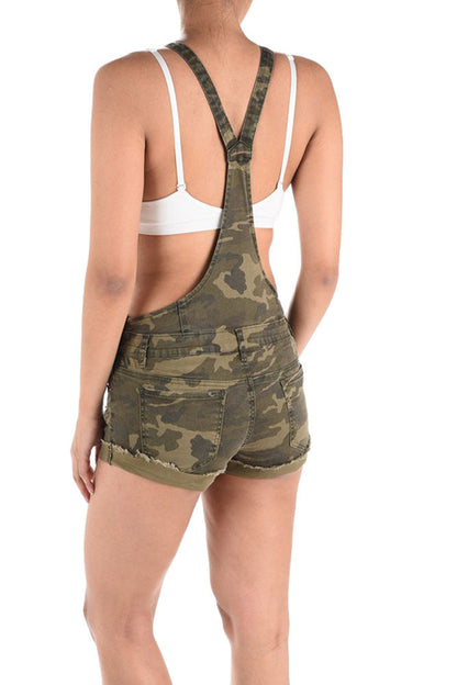 Women's Ripped Cutoff Shorts Overalls