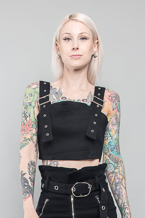Buckled Denim Cropped Shirt