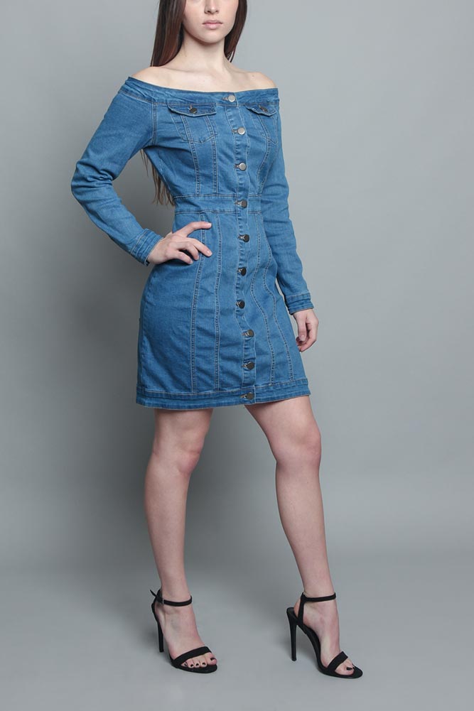 Off the Shoulder Denim Dress