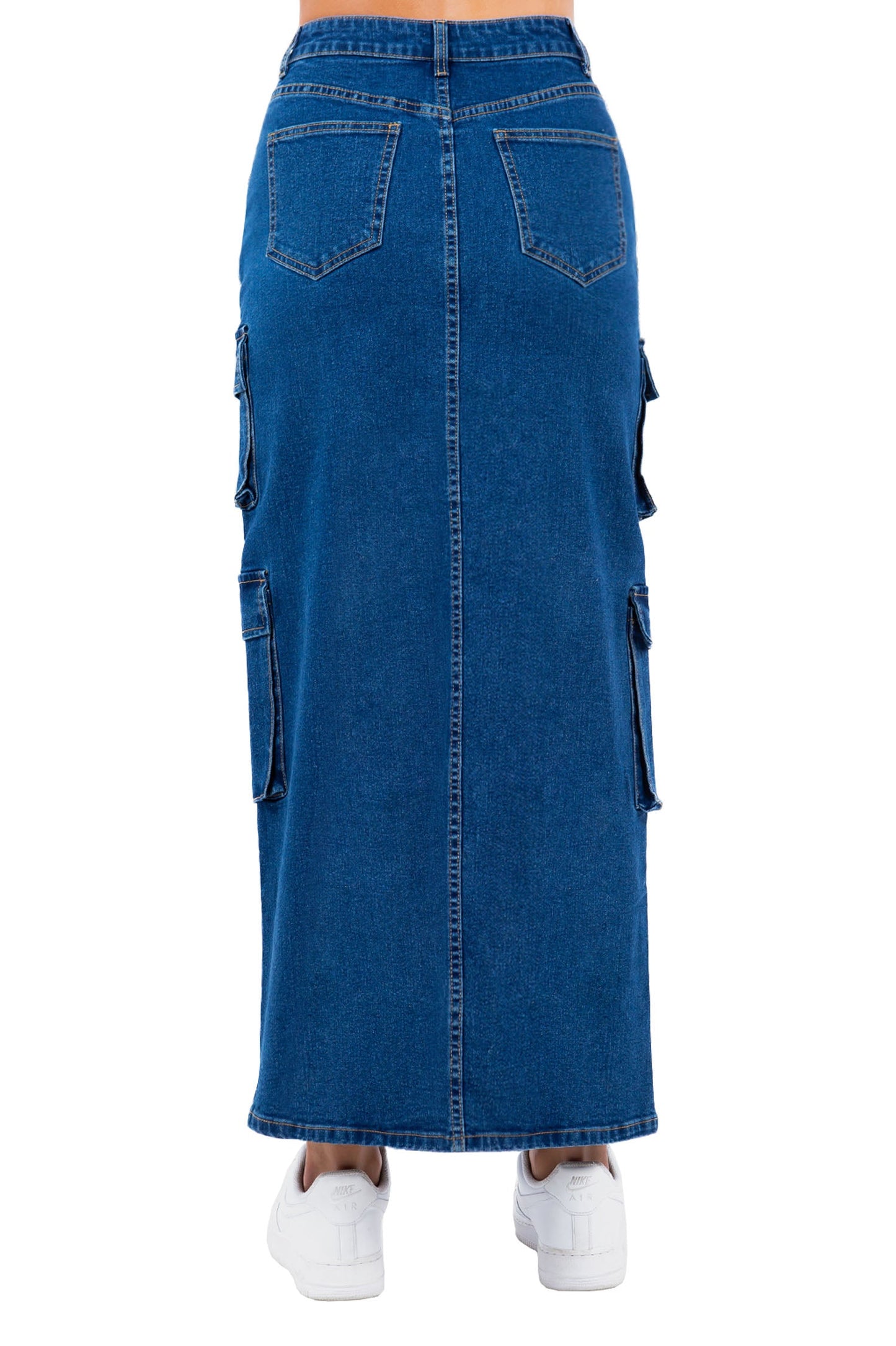 Women's High Waist Denim Cargo Skirt