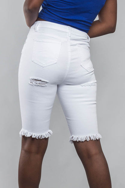 Double Sided Distressed Bermuda Shorts