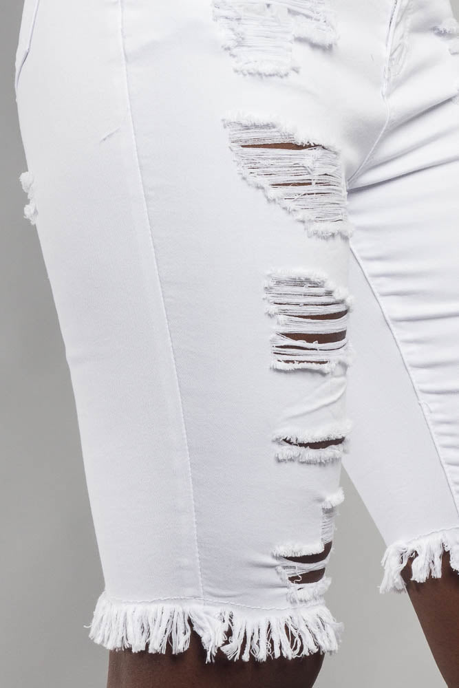 Double Sided Distressed Bermuda Shorts