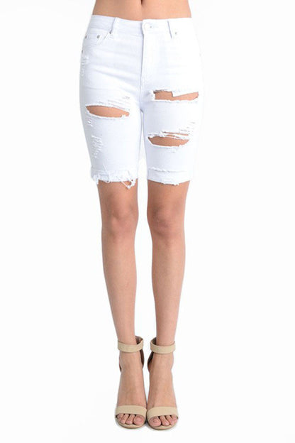 Women's Destroyed Skinny Shorts