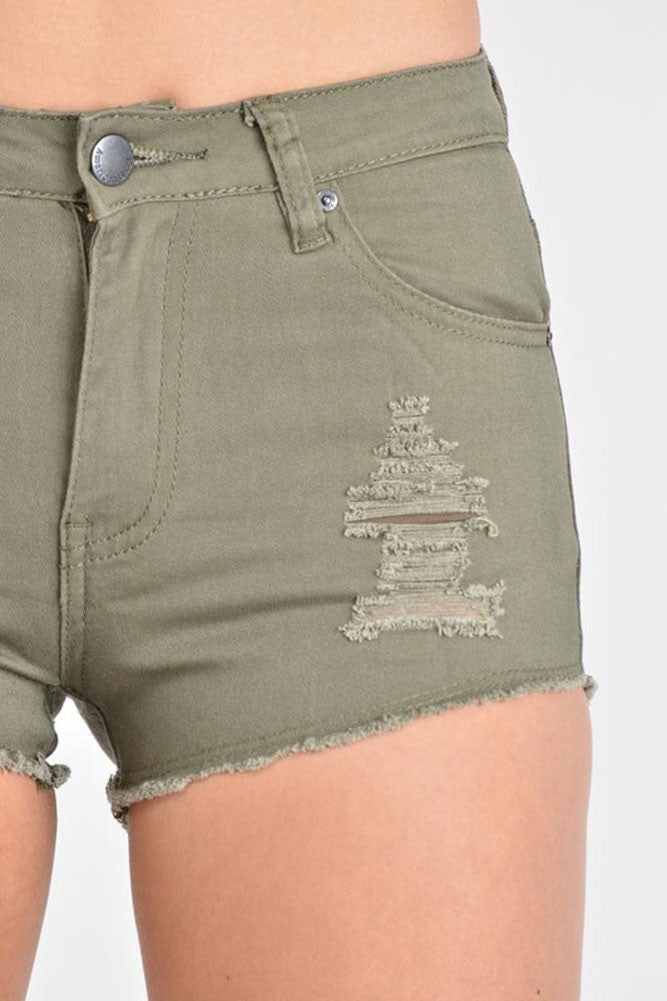 Women's Colored Distressed Shorts
