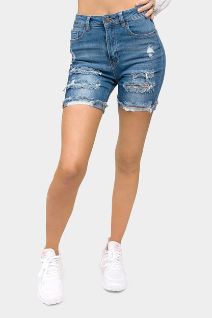 High Waist Bermuda Skinny Shorts
