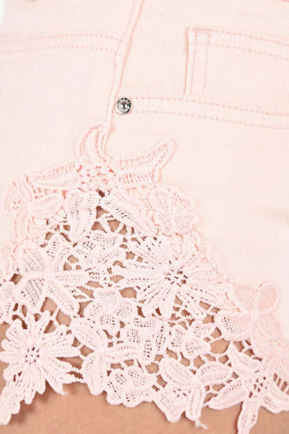 Women's Colored Cut-Off Side Lace Shorts
