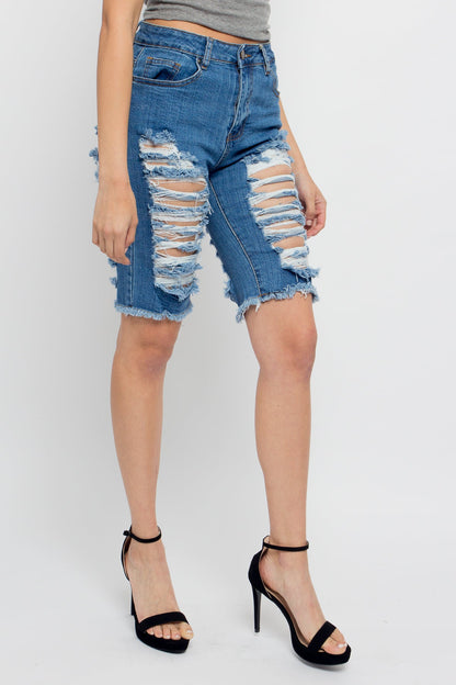 Double Sided Distressed Shorts