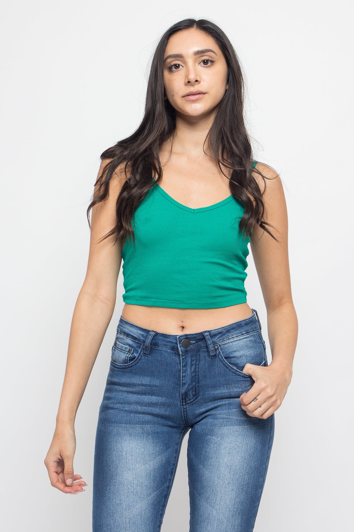 Basic Cropped V-Neck Cami Top