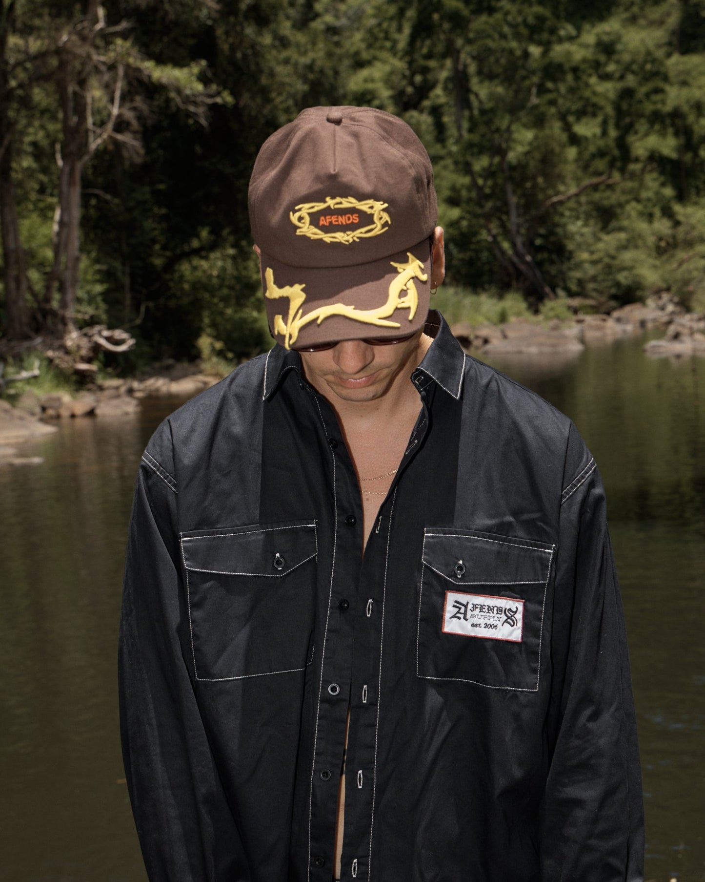 AFENDS Mens Rocked - Five Panel Cap - Coffee