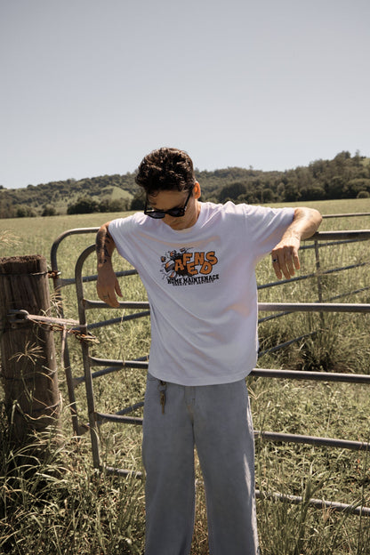 AFENDS Mens Maintenance - Boxy Tee - White
