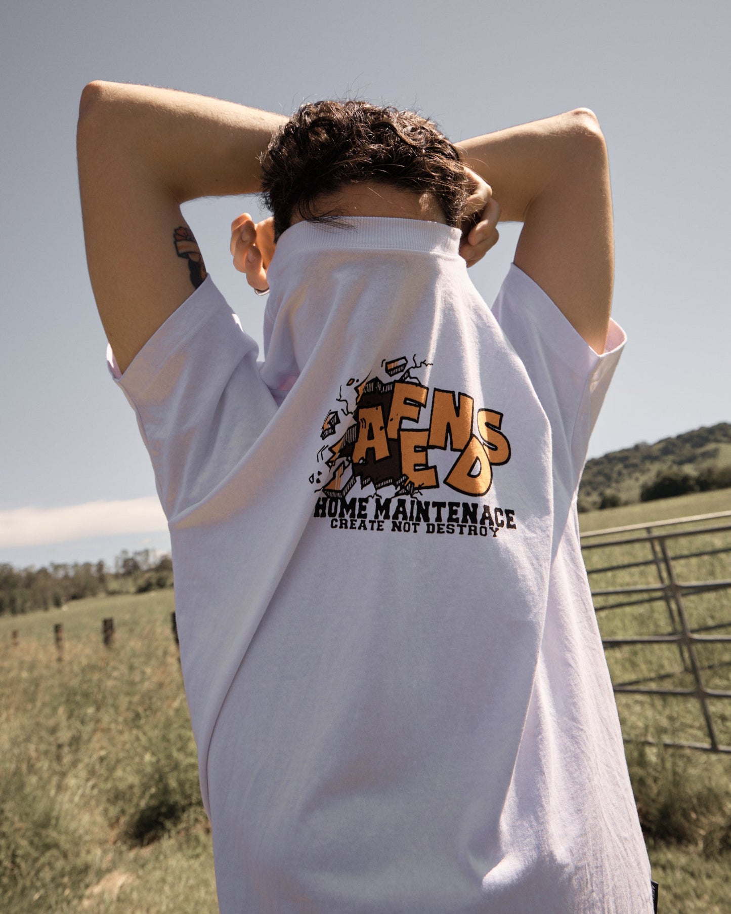 AFENDS Mens Maintenance - Boxy Tee - White