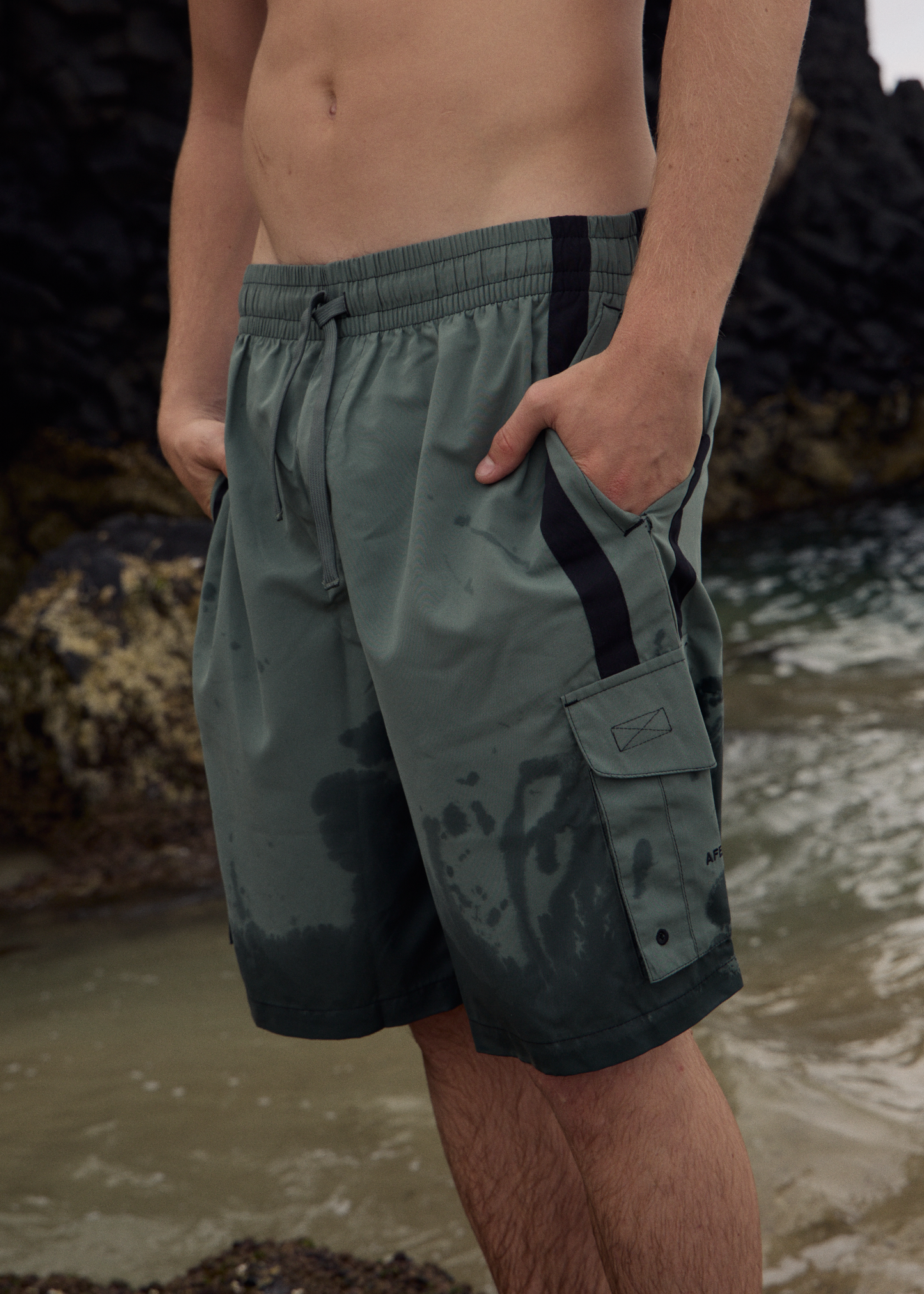 AFENDS Mens House Related - Cargo Swim Short 21" - Sycamore