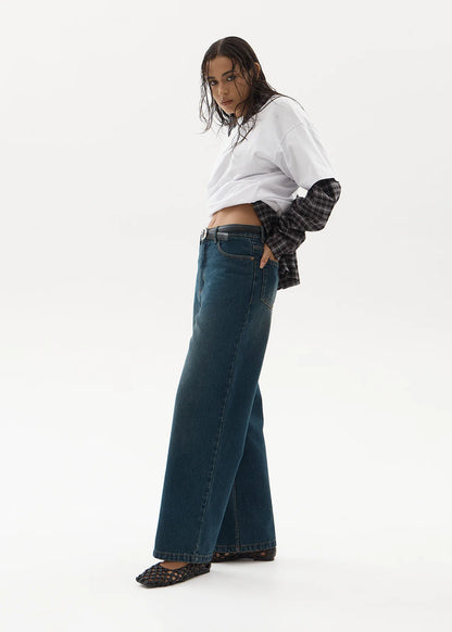 AFENDS Womens Bella - Denim Wide Leg Jean - Vintage Wash