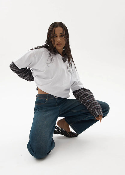 AFENDS Womens Bella - Denim Wide Leg Jean - Vintage Wash