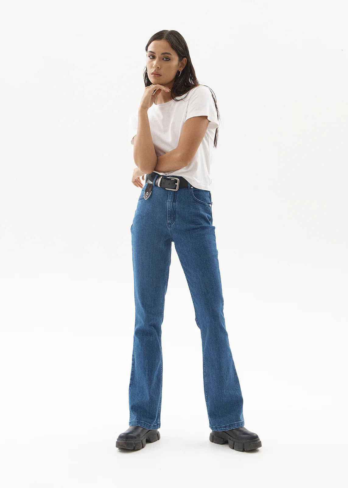 AFENDS Womens Cassidy - Bootcut Jean - Authentic Blue