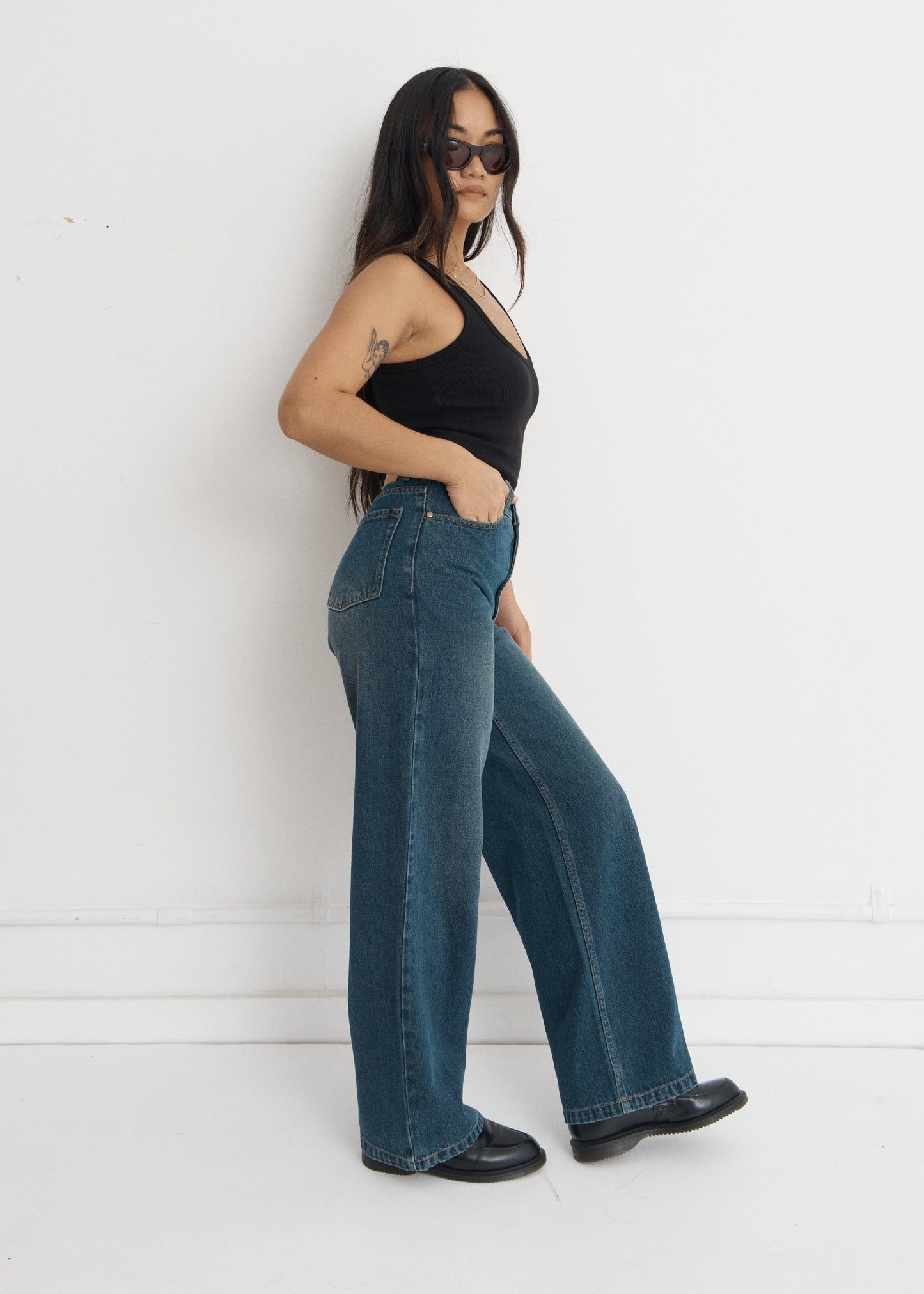 AFENDS Womens Bella - Denim Wide Leg Jean - Vintage Wash