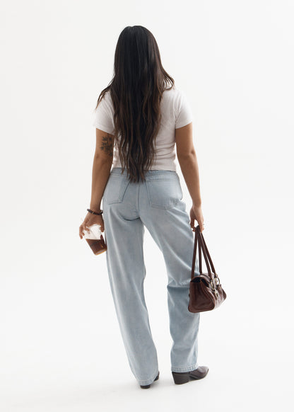 AFENDS Womens Leila - Straight Leg Jeans - Stone Blue