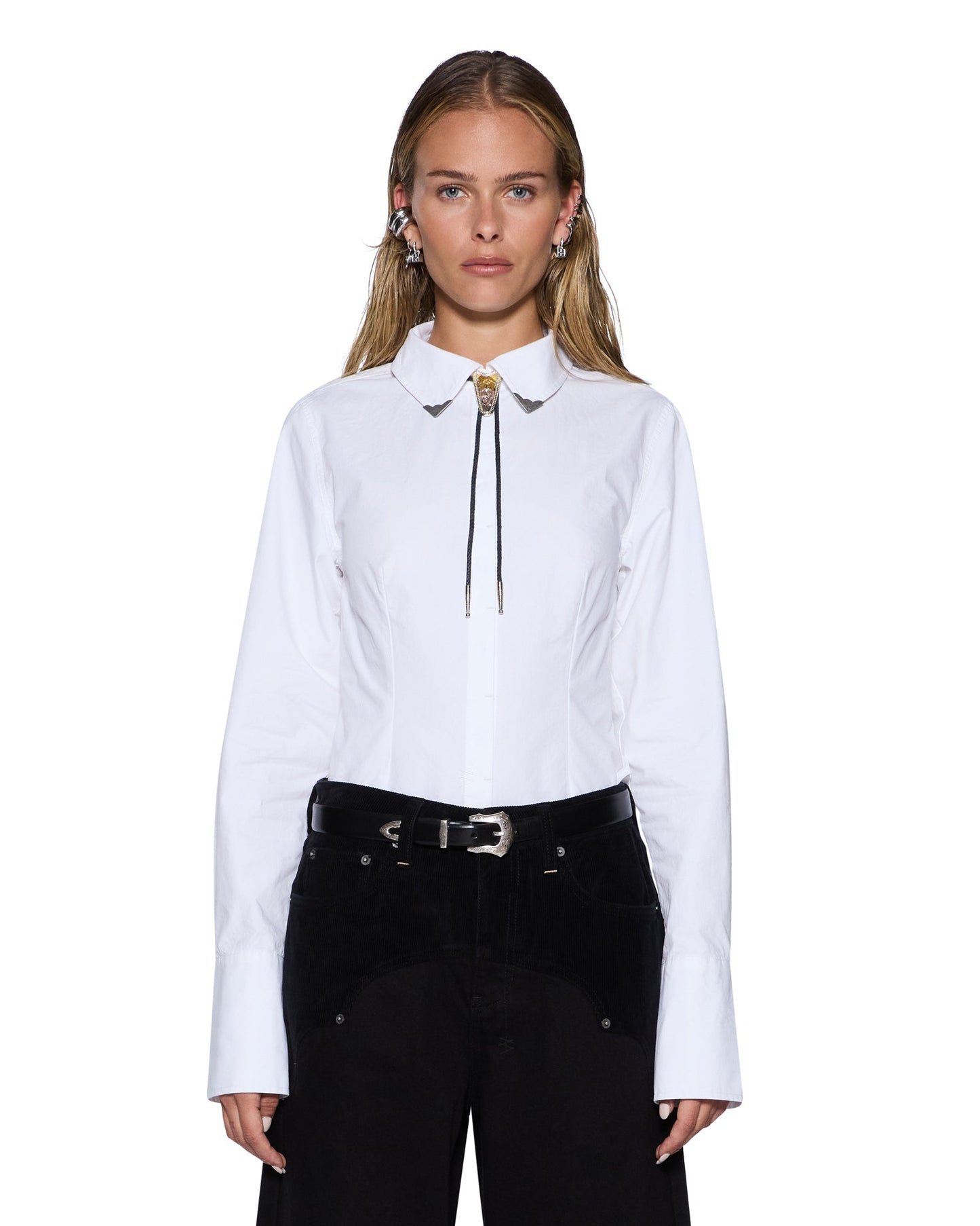 DARE OPEN BACK LS SHIRT WHITE