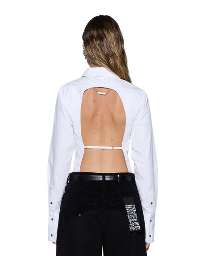 DARE OPEN BACK LS SHIRT WHITE