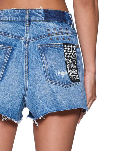KUT OFF DENIM SHORT LIBERTY BLUE PLAID