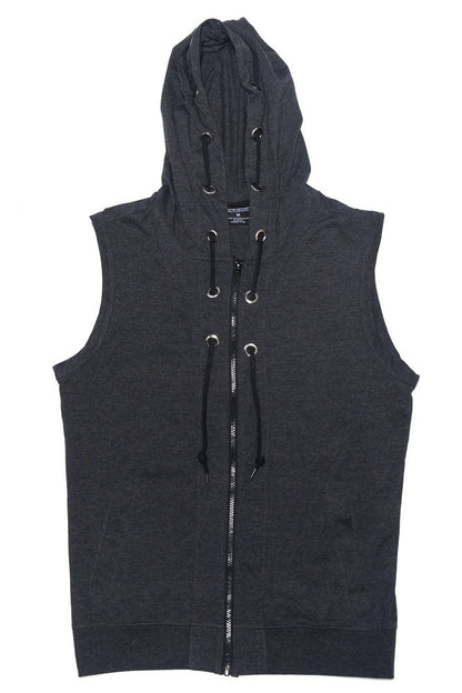 Eyelet Sleeveless Contrast Hoodie