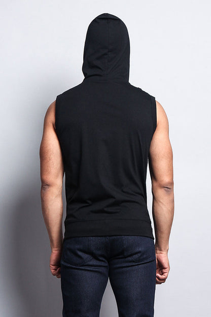 Eyelet Sleeveless Contrast Hoodie