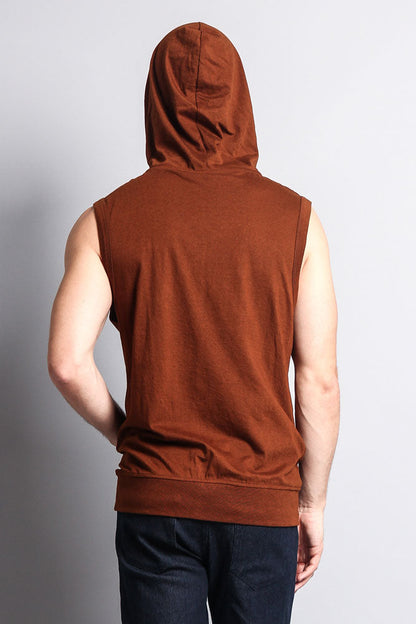 Eyelet Sleeveless Contrast Hoodie