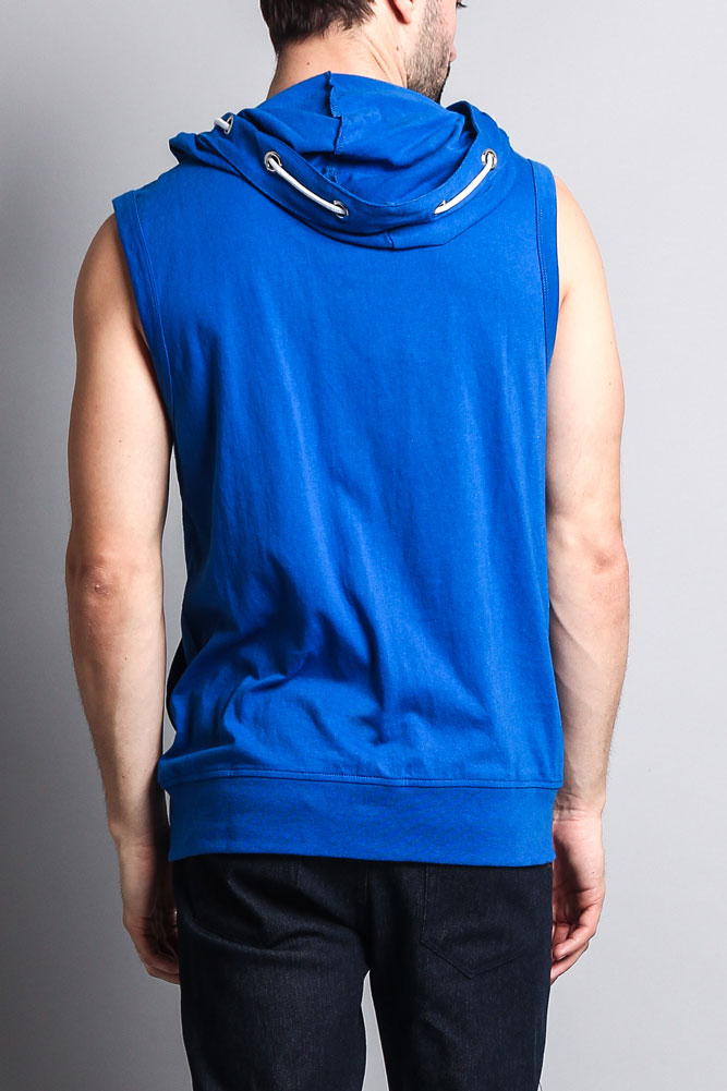 Eyelet Sleeveless Contrast Hoodie