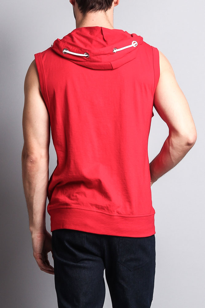 Eyelet Sleeveless Contrast Hoodie