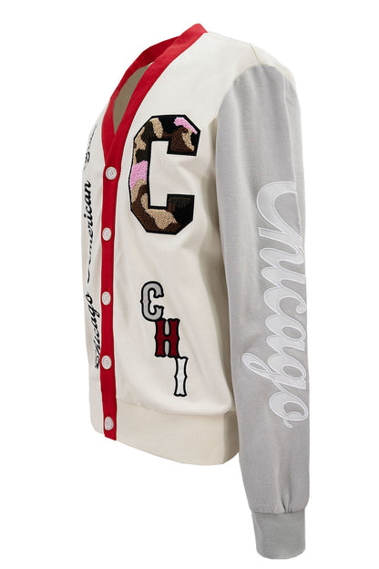 Men's Baseball Team Chenille Patch Embroidery Cardigan