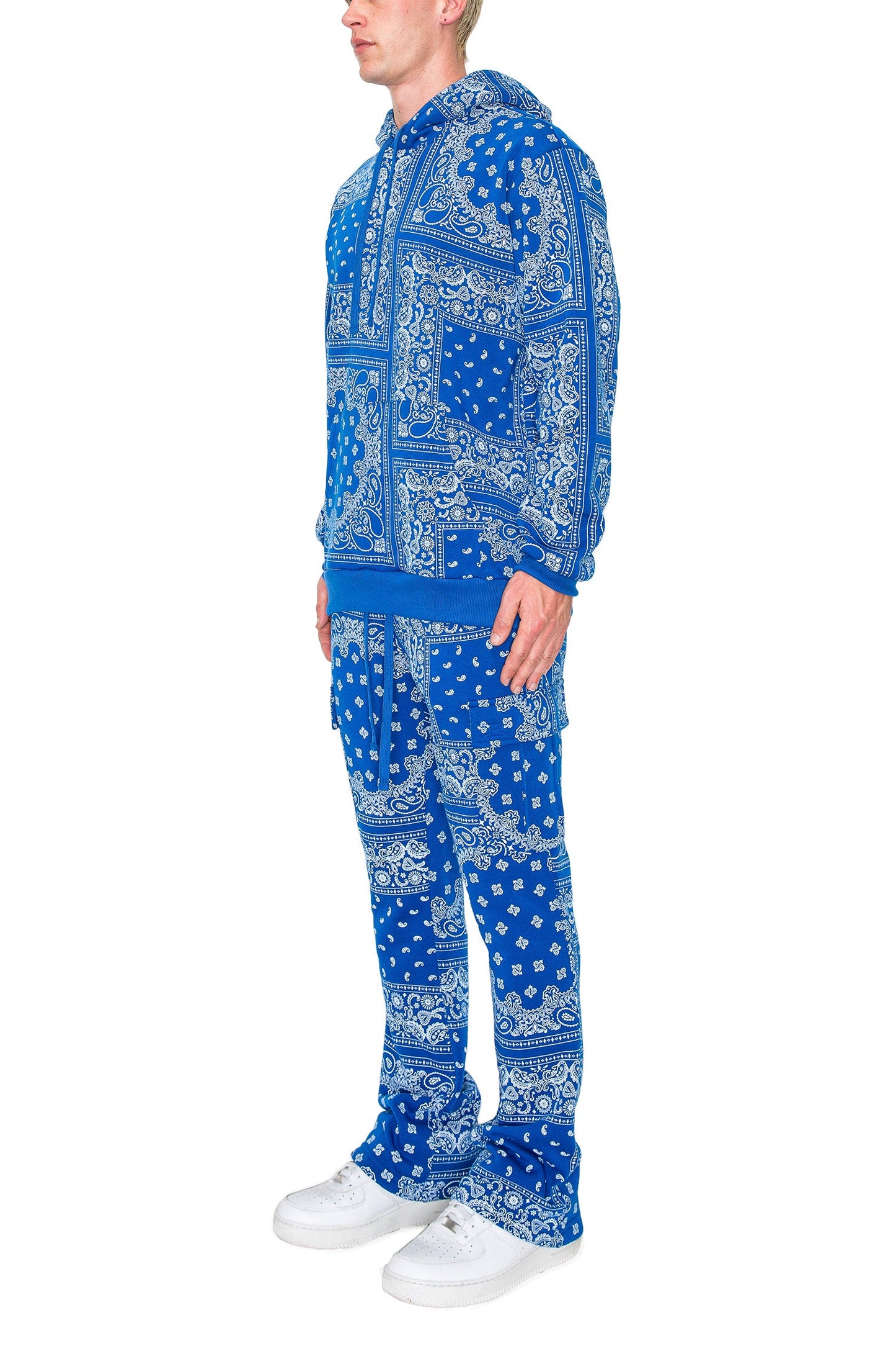 Men's Bandana Pullover Cargo Flared Fleece Set