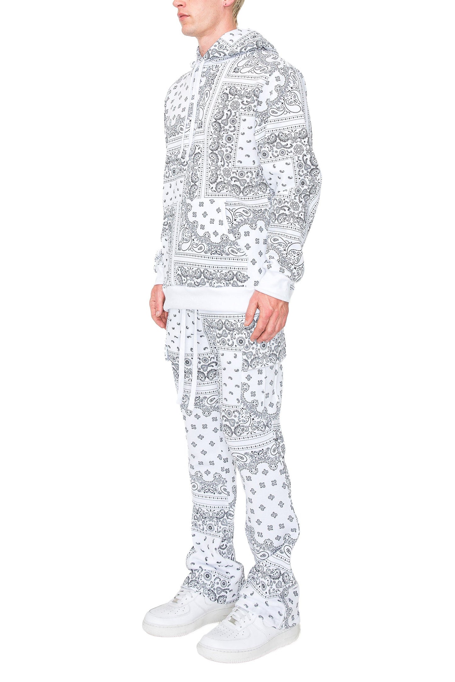 Men's Bandana Pullover Cargo Flared Fleece Set
