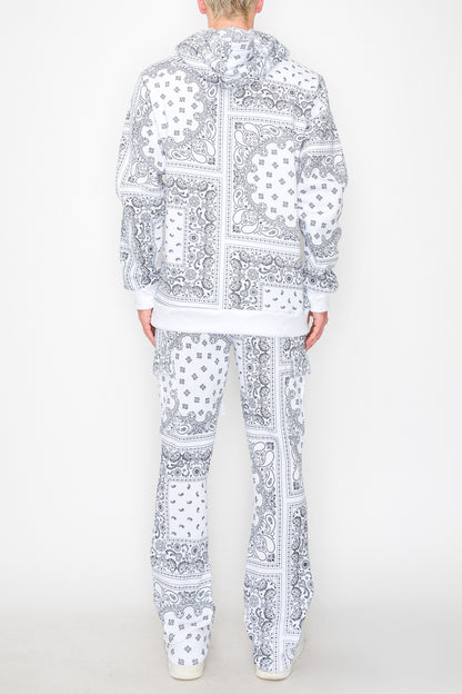 Bandana Pullover Cargo Flared Fleece Set