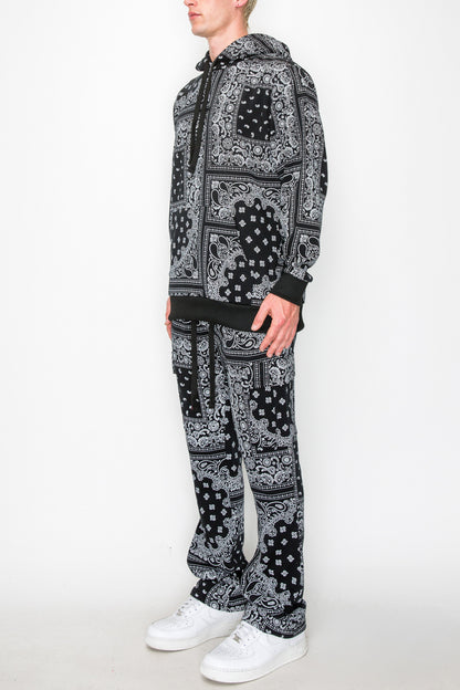 Bandana Pullover Cargo Flared Fleece Set