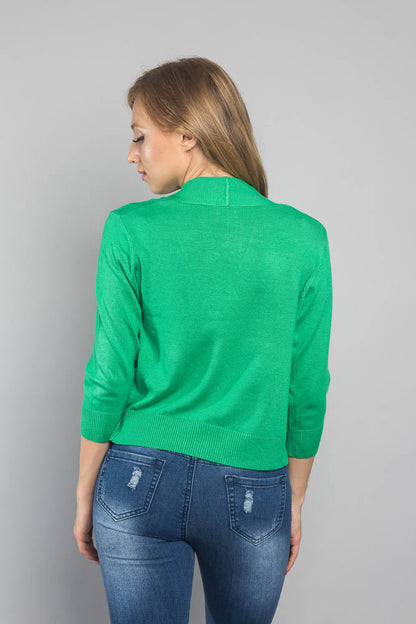 Women's Classic 3/4 Sleeve Cropped Cardigan