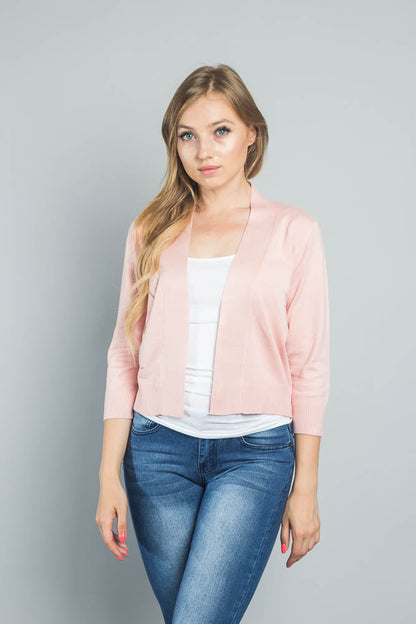 Women's Classic 3/4 Sleeve Cropped Cardigan