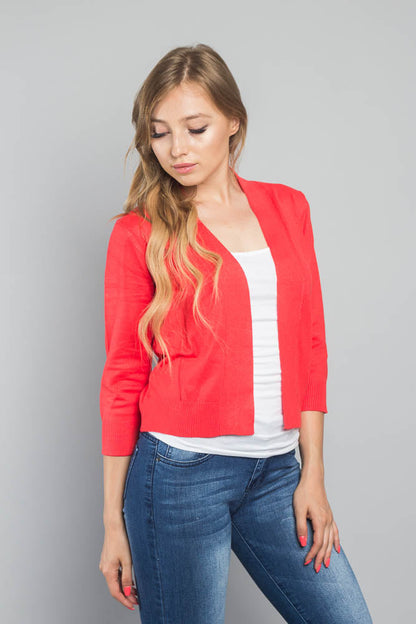 Women's Classic 3/4 Sleeve Cropped Cardigan