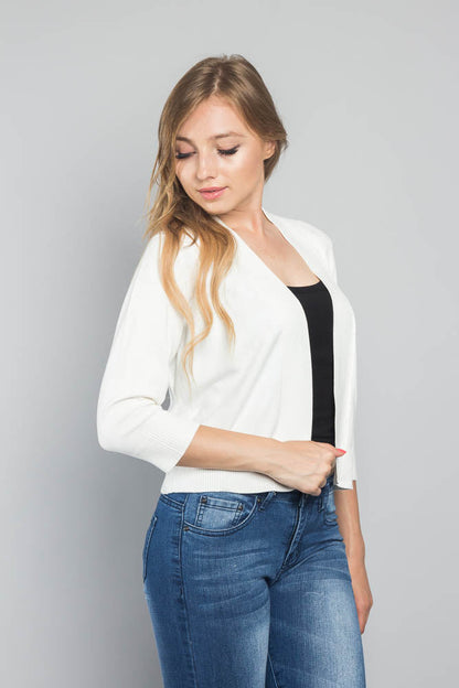 Women's Classic 3/4 Sleeve Cropped Cardigan