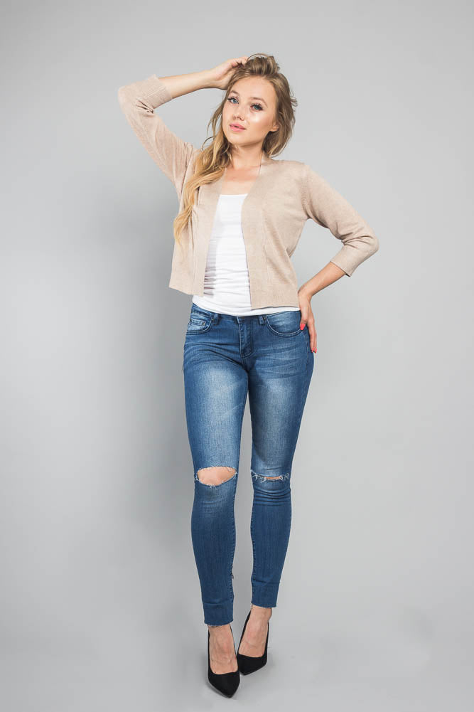 Women's Classic 3/4 Sleeve Cropped Cardigan