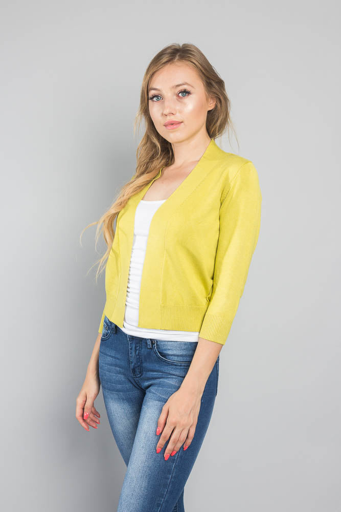 Women's Classic 3/4 Sleeve Cropped Cardigan