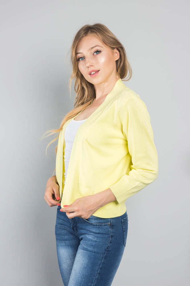 Women's Classic 3/4 Sleeve Cropped Cardigan