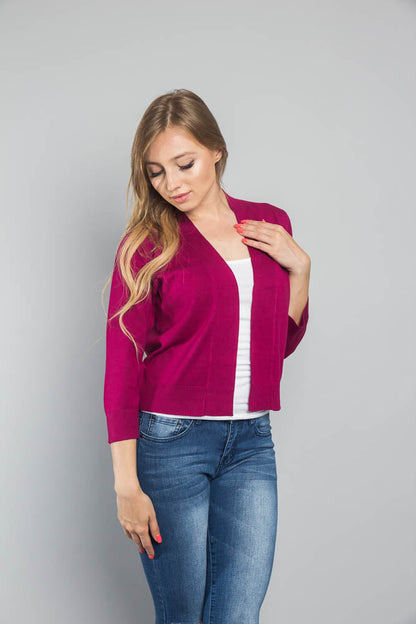 Women's Classic 3/4 Sleeve Cropped Cardigan