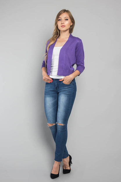 Women's Classic 3/4 Sleeve Cropped Cardigan