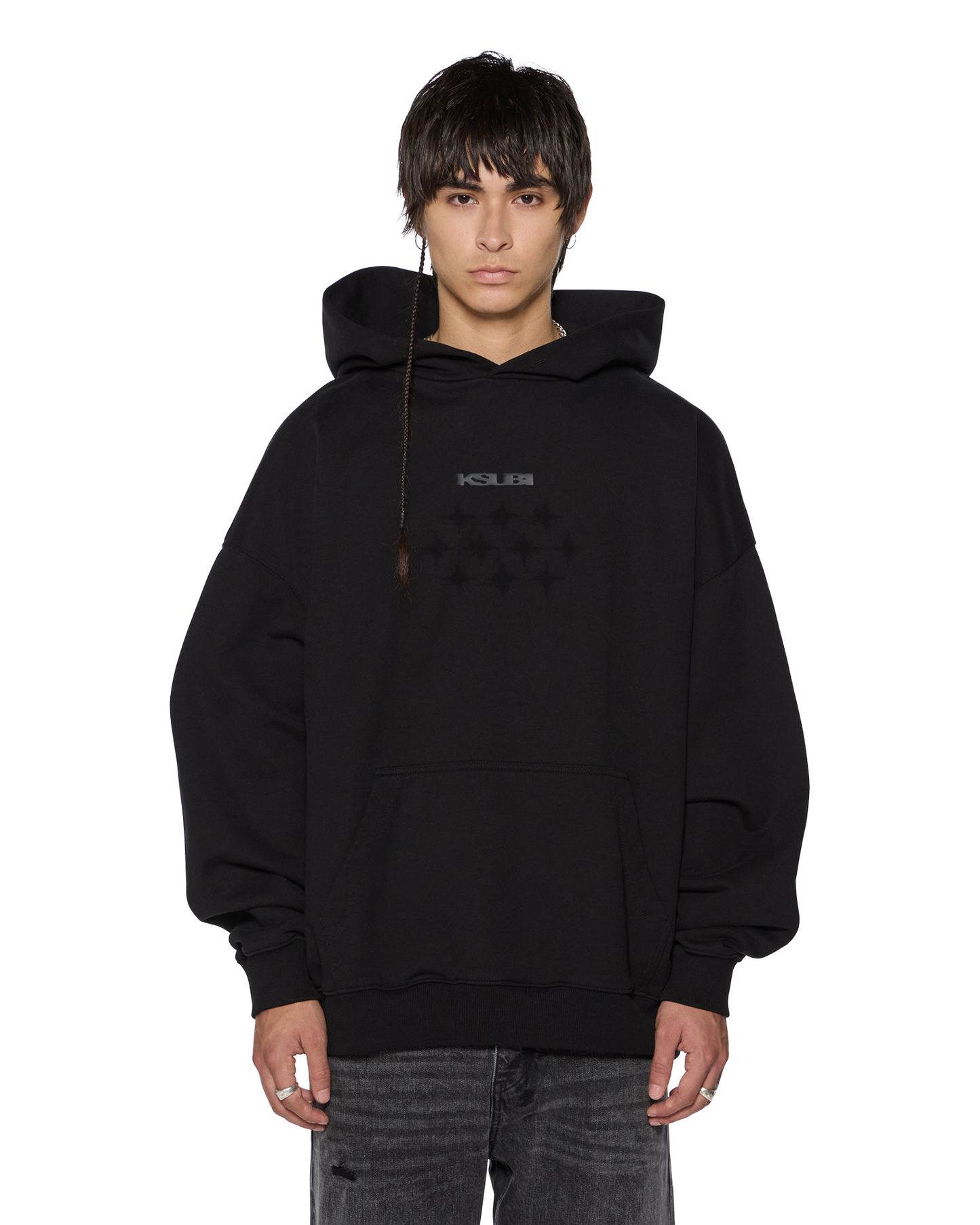 KSUBI X STAYME7O EKCESS HOODIE JET BLACK