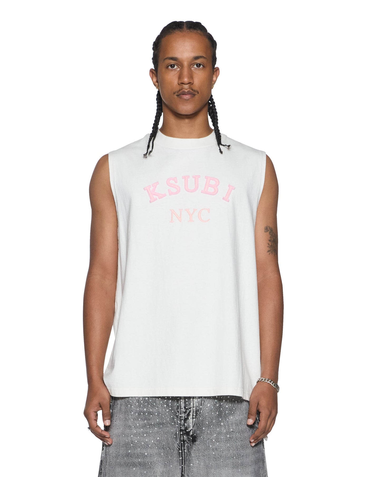 LAYBEL EKCESS CUT OFF TEE TRU WHITE