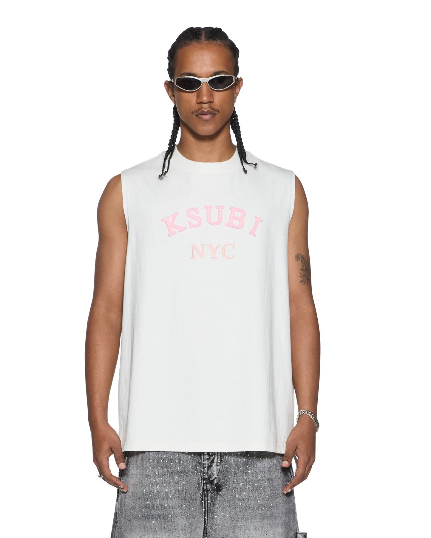 LAYBEL EKCESS CUT OFF TEE TRU WHITE