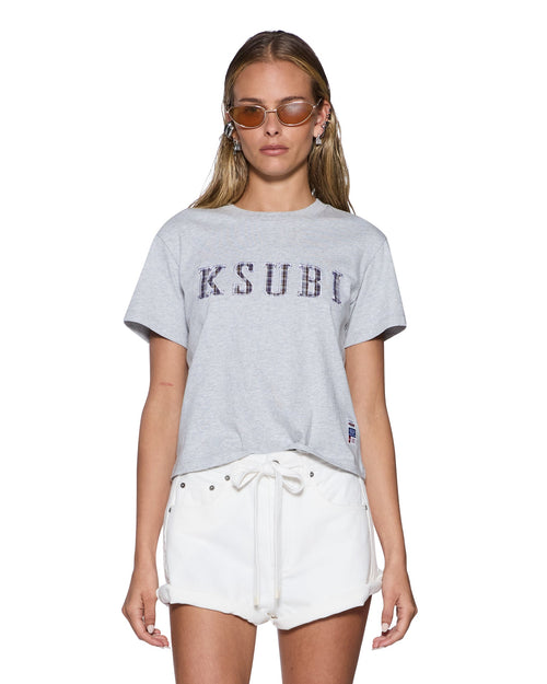 KSUBI PLAID SHRUNKEN SS TEE GREY MARLE