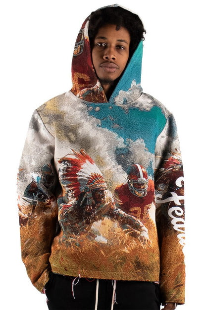Football Tapestry Jacquard Long Sleeve Hoodie