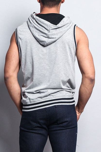 Lightweight Sleeveless Contrast Hoodie